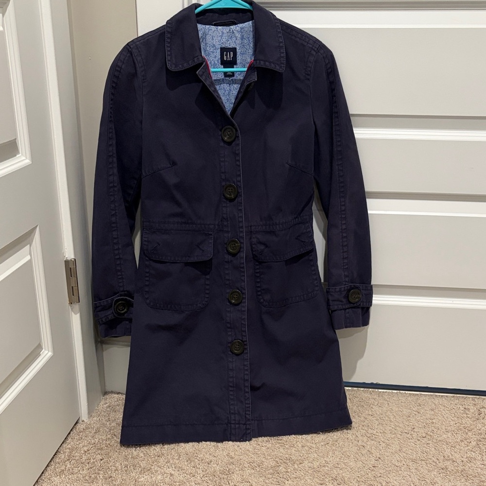 GAP Women's Navy Blue Trench Coat XS